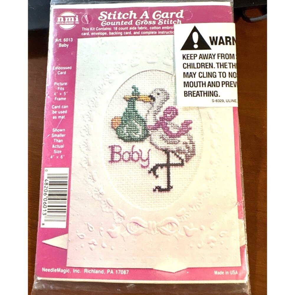 Cross Stitch Kit Stitch A Card Baby With Embossed Card By NeedleMagic Art 6013